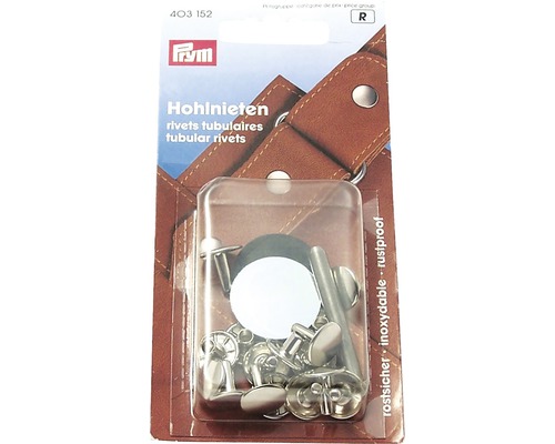 Hohlniete Messing silber 3-4 mm, 20 Stück