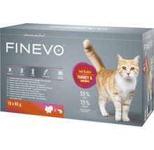 Katzenfutter nass FINEVO Hair&Skin Truthahn mit Shrimps 16x85 g-thumb-0