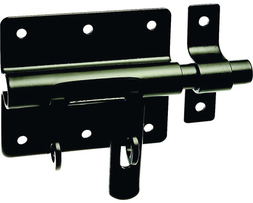 Bolzen-Schlossriegel mit befestigter Schlaufe 80x58 mm schwarz kunststoffbeschichtet Bolzenriegel aus Metall