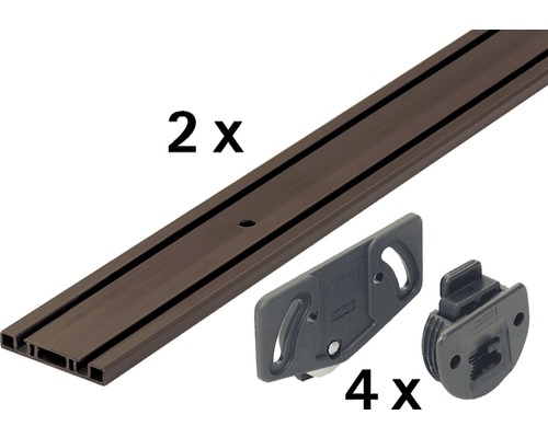 Schiebetür-Komplettset SlideLine 1 für zwei Schiebetüren, 2000 mm, braun