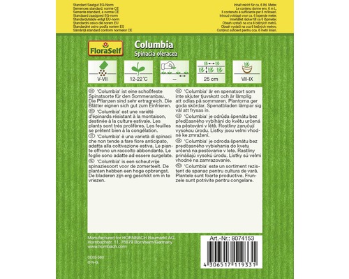 FloraSelf Columbia Spinacia oleracea Spinatsamenpackung