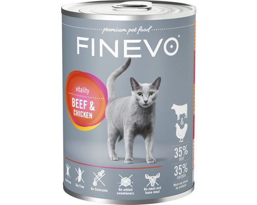 Katzenfutter nass FINEVO Vitality Rind und Huhn 400 g