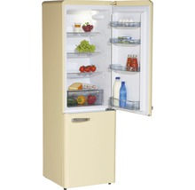 Geöffneter Kühlschrank im Retrodesign mit Lebensmitteln