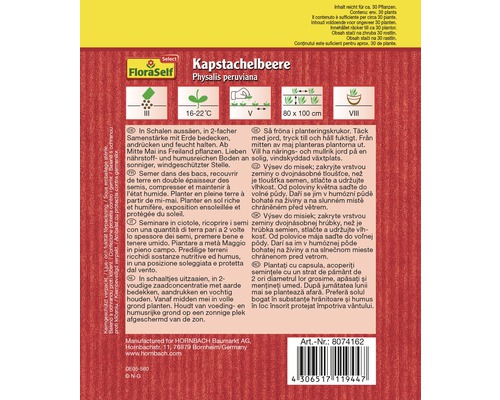 Verpackung Kapstachelbeere Samen der Marke FloraSelf