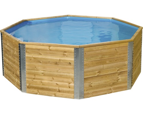 Aufstellpool Holzpool Weka 593A achteckig 376x376x116 cm ohne Zubehör Kieferholz Holzpool mit Stahlrahmen