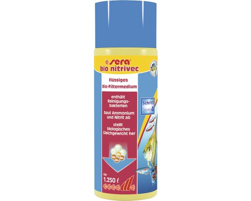 Wasseraufbereiter sera bio nitrivec 500 ml, flüssiges Filtermedium, baut Ammonium und Nitrit ab, für bis zu 1.250 L Wasseraufbereiter sera bio nitrivec 500 ml, flüssiges Filtermedium, baut Ammonium und Nitrit ab, für bis zu 1.250 L