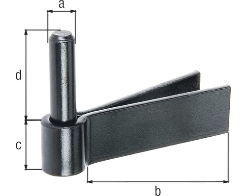 Torangel mit Maßen a, b, c und d für die Montage von Toren