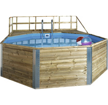 Achteckiger Holzpool mit Leiter und Pooldeck