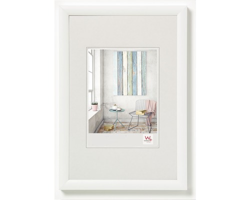 Bilderrahmen Kunststoff Trendstyle weiß 40x60 cm Weißer Bilderrahmen mit Passepartout