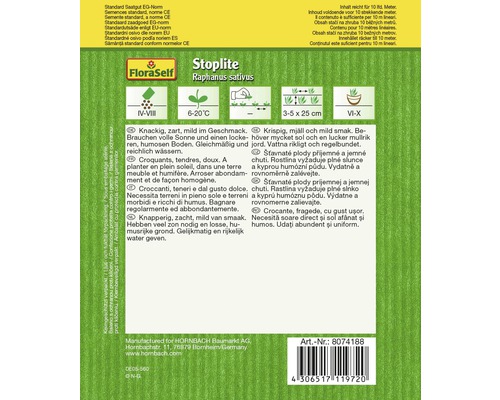 Verpackung Radieschen Saatgut der Marke FloraSelf