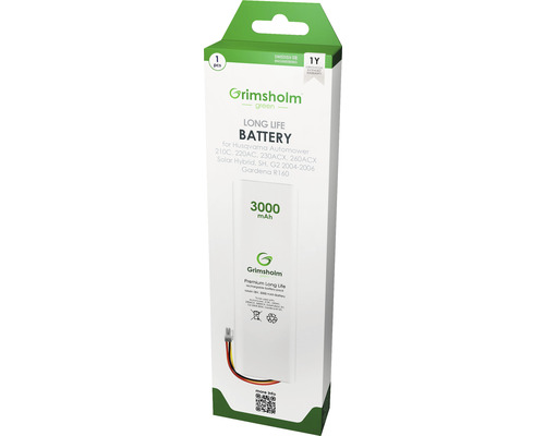 Akku/Batterie für Automower Gardena NiMh, 3000 Nimh für Automower 210C, 220AC, 230ACX, 260ACX, Solar Hybrid, SH, G2 2004–2006 – Gardena R160 Grimsholm Long Life Batterie für Husqvarna Automower in Produktverpackung