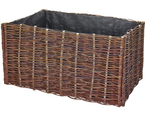 Rechteckiger Pflanzkasten aus Weide mit Folie