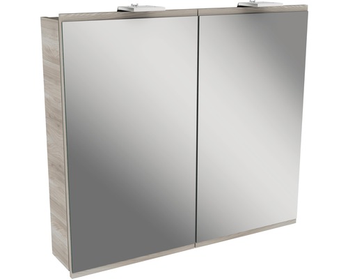 Spiegelschrank FACKELMANN Lima 80 x 15,5 x 73 cm Steinesche 2-türig LED IP 20