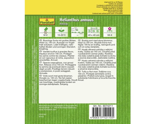 Verpackung Sonnenblumensamen Helianthus annuus Holiday