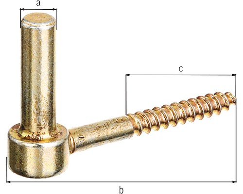 Scharnierstift mit Schraube und Maßangaben