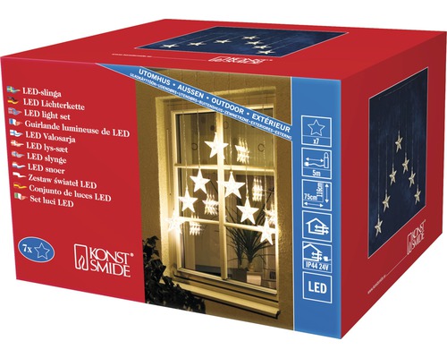 Verpackung einer LED Lichterkette mit Sternenmotiven für den Außenbereich