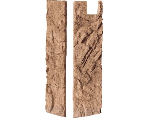 Zwei Steinverblendungen mit Steinoptik.