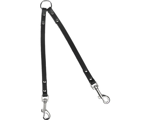 Mehrzweckkoppeln Karlie Rondo 12 mm 30 cm schwarz Doppelte Hundeleine aus Leder mit zwei Karabinern