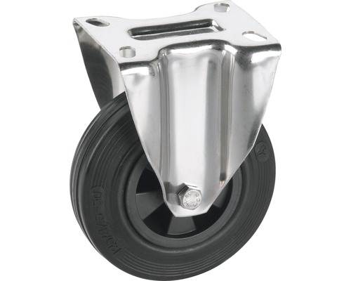 Tarrox Bockrolle 80x30 mm mit Vollgummireifen bis 40 kg, Plattengröße 100x85 mm Lenkrolle mit Stahlgehäuse und Gummi Rad