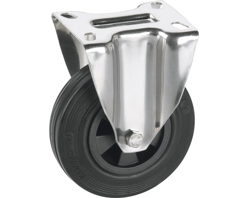 Tarrox Bockrolle 100x30 mm mit Vollgummireifen bis 60 kg, Plattengröße 100x85 mm Lenkrolle mit Stahlgehäuse und Gummirad