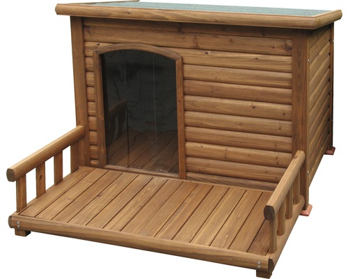 Holzhundehütte mit überdachter Veranda