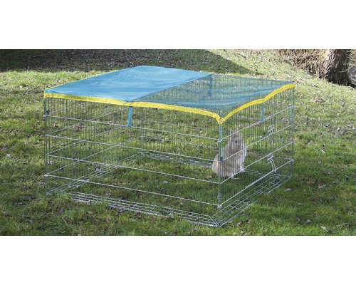 Freigehege KERBL mit Ausbruchsperre und Sonnenschutz 115x115x65 cm Freilaufgehege mit Sonnenschutznetz für Kleintiere im Garten