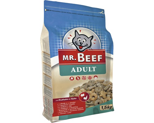 Katzenfutter trocken MR. BEEF Adult Truthahn und Huhn 1,5 kg