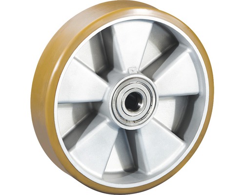 Tarrox Schwerlast-Rad mit Aluminiumfelge und PU-Lauffläche, bis 850 kg, 200x50x25 mm Rad mit Polyurethanreifen und Kugellager