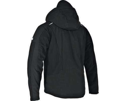 Schwarze Arbeitsjacke mit Kapuze von hinten