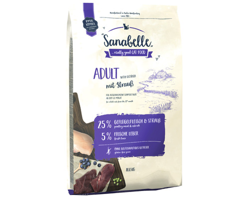 Katzenfutter trocken Sanabelle Adult Strauß 10 kg Sanabelle Adult Katzenfutter mit Strauß, 10 Kilogramm Packung