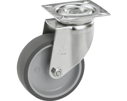 Tarrox Edelstahl Apparate Lenkrolle bis 50 kg, 75x24 mm, Plattengröße 60x60 mm Lenkrolle mit Platte