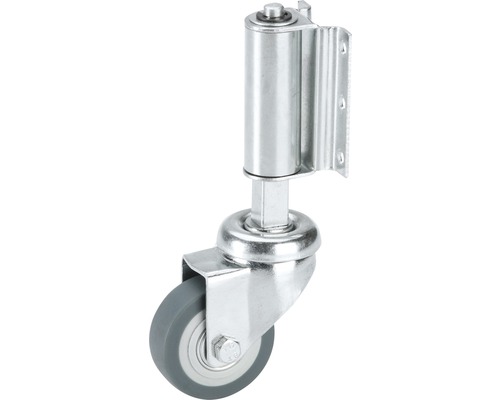 Tarrox TPE-Leiterrolle 50x18 mm, gefedert und lenkbar, Plattengröße 60x48 mm Lenkrolle mit Feststeller und Anschraubplatte