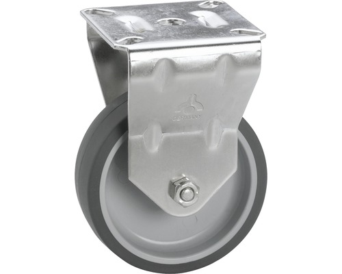 Tarrox Edelstahl Apparate Bockrolle bis 40 kg, 50x20 mm, Plattengröße 55x55 mm Lenkrolle mit Feststeller aus Metall und Gummi