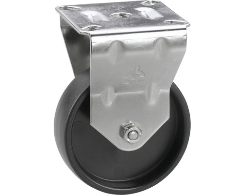 Tarrox Edelstahl Apparate Bockrolle bis 60 kg, 100x24 mm, Plattengröße 67x60 mm Lenkrolle mit Stahlgehäuse und Kunststoffrad