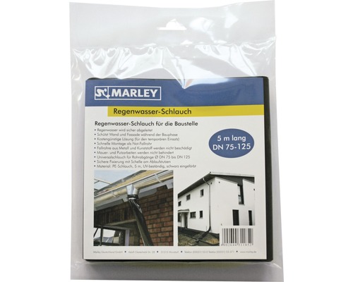 Marley Regenwasserschlauch schwarz DN 75 mm -125 mm L = 5000 mm Marley Regenwasser Schlauch für die Baustelle, fünf Meter lang, DN 75 bis DN 125