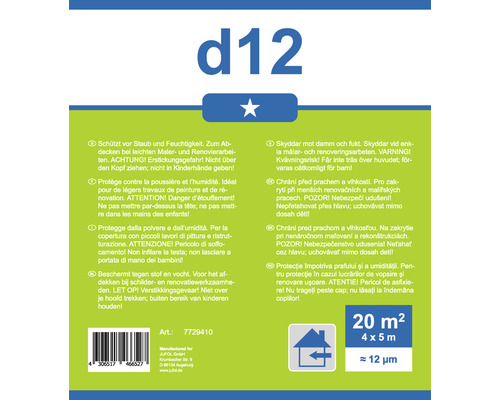 Abdeckplane d12 zum Schutz vor Staub und Feuchtigkeit