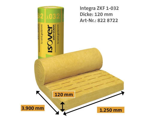 Isover Integra ZKF 1-032 Dämmwolle in Rollenform, 120 mm Dicke