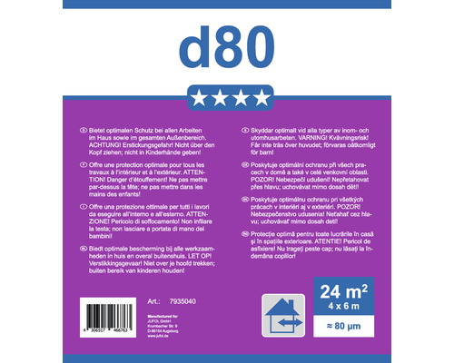 d80 Abdeckung mit Sicherheitshinweisen und Anwendungsbereichen