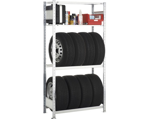 Garagenregal Schulte Grundregal verzinkt 200x100x40 cm 3 Ebenen Tragkraft 450 kg Regal mit Reifen und Aufbewahrungsboxen