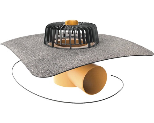 TopWet Dachgully horizontal mit integrierter beheizbarer Bitumen-Manschette NW 125 H = 165 mm