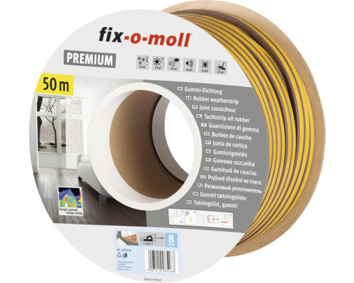 fix-o-moll P-Profildichtung selbstklebend braun 50 m 5,5 x 9 mm Fix-o-moll Gummidichtung, 50 Meter Rolle
