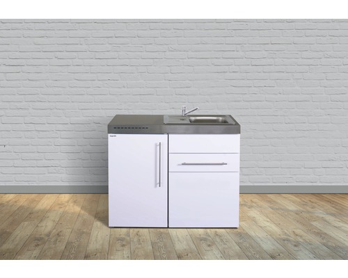 Stengel-Küchen Miniküche mit Geräten Premiumline 110 cm Frontfarbe weiß glänzend Korpusfarbe weiß montiert-0