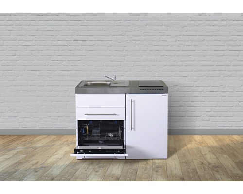 Stengel-Küchen Miniküche mit Geräten Premiumline 110 cm Frontfarbe weiß glänzend Korpusfarbe weiß montiert-0