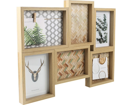 Mehrfachbilderrahmen aus Holz für sechs Fotos