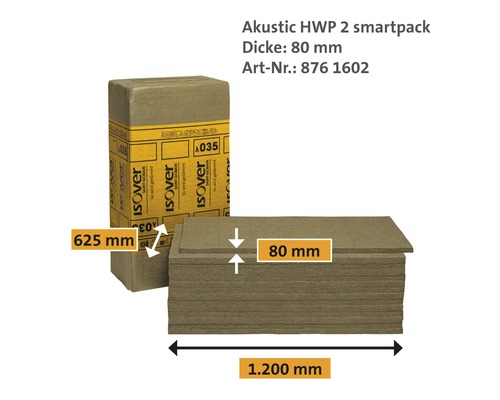 Isover Akustic HWP 2 Smartpack Dämmplatten, 80 mm Dicke