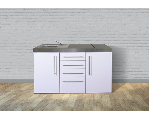 Stengel-Küchen Singleküche mit Geräten Premiumline 150 cm Frontfarbe weiß glänzend Korpusfarbe weiß montiert-0
