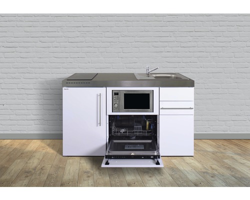 Stengel-Küchen Singleküche mit Geräten Premiumline 150 cm weiß glänzend montiert Variante rechts