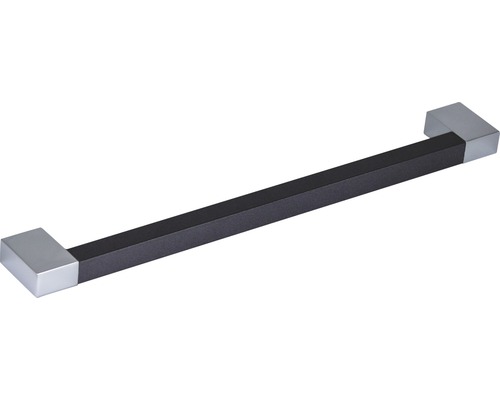 Möbelgriff Metall + Folie glanz/chrom/graphite Lochabstand 256 mm LxH 296/36 mm Griff für Möbel, aus Metall