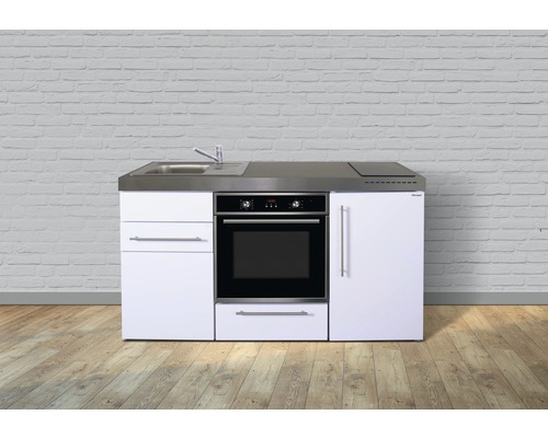 Stengel-Küchen Singleküche mit Geräten Premiumline 160 cm Frontfarbe weiß glänzend Korpusfarbe weiß montiert