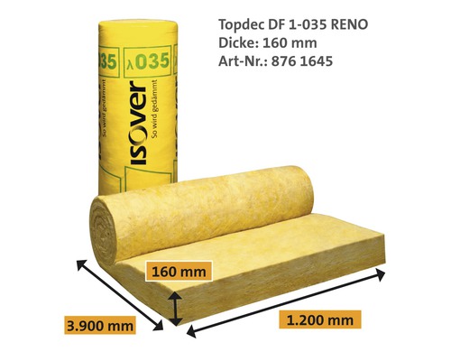 Isover Topdec DF 1-035 Reno Dämmwolle, 160 mm dick, Rollenware